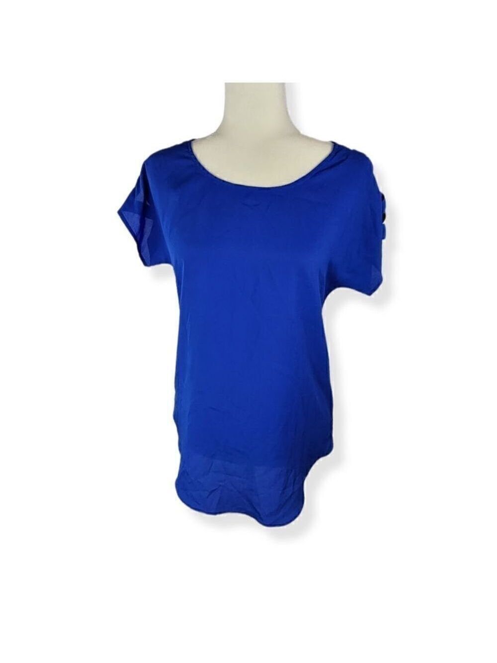 Express Royal  Blue Blouse with crisscross cutout short sleeves XS